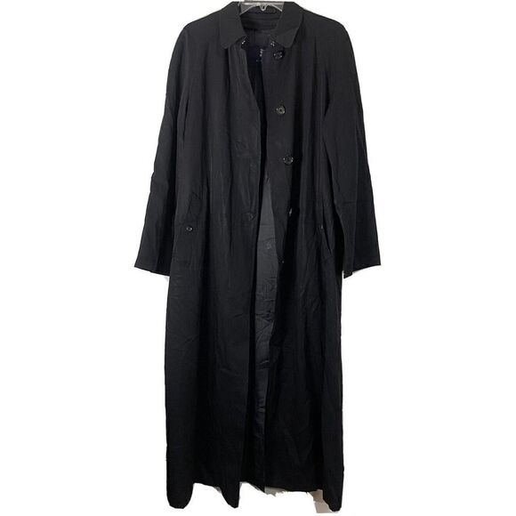 Vintage Burberry Men Oversized Black Trench Coat size Medium Large - Picture 1 of 10